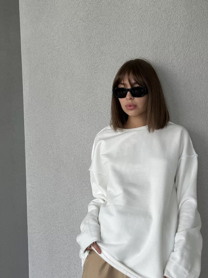 Pull over oversized décontracté pour femmes en mélange de coton doux Chic und Stil