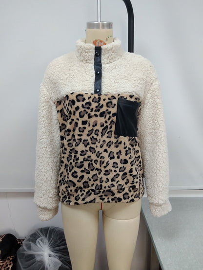 Femme Pull en polaire douillet avec détails en suède Chic und Stil