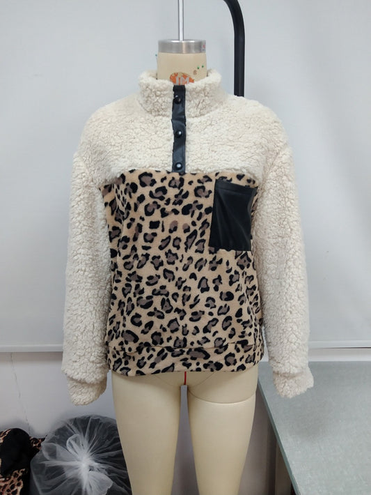Femme Pull en polaire douillet avec détails en suède Chic und Stil