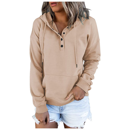 Dames hoodie avec patte de boutonnage intégrée Chic und Stil