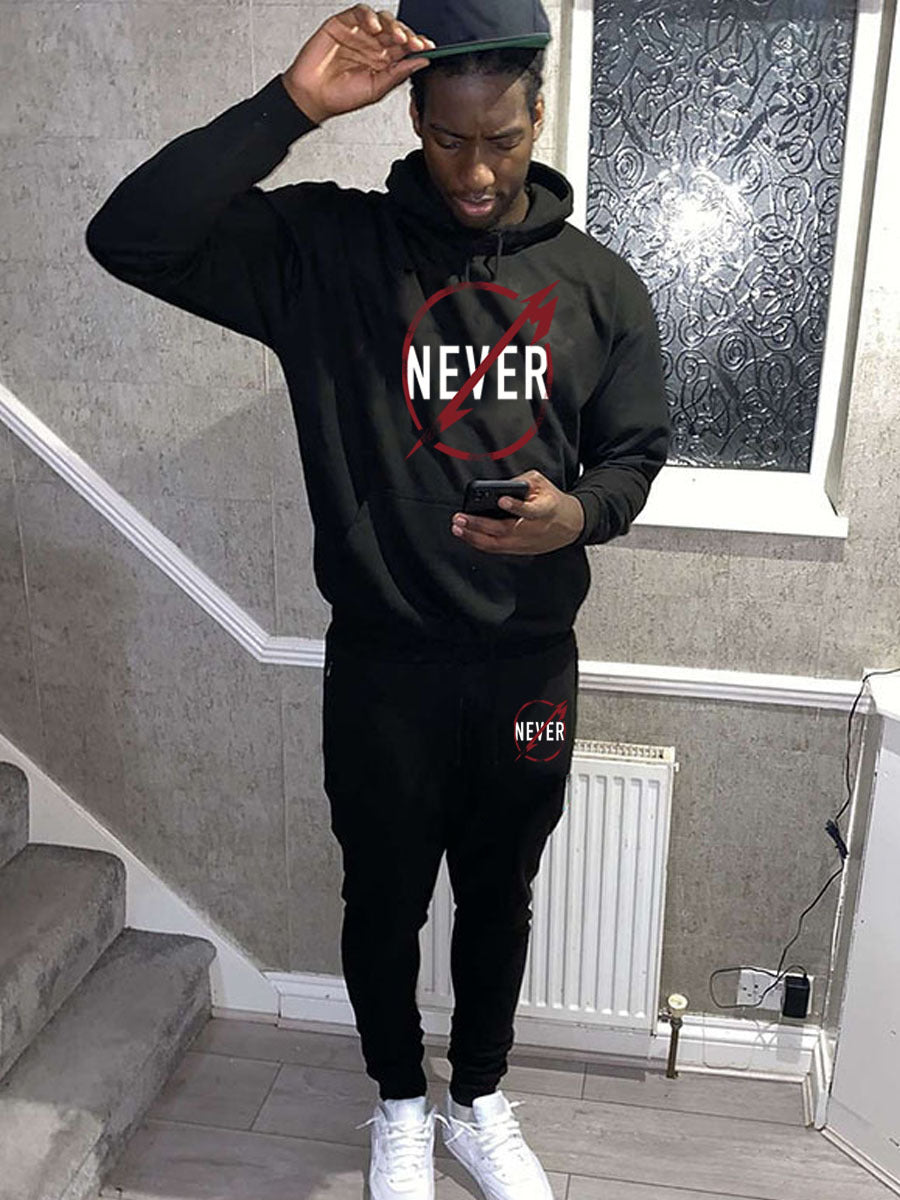 Men's hoodie and jogger pants set with motivational print Chic und Stil