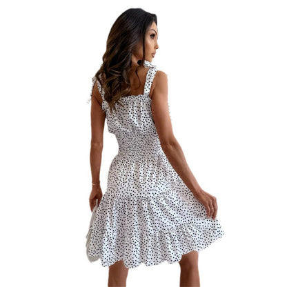 Robe A-line smockée pour femmes avec bretelles spaghetti réglables Chic und Stil
