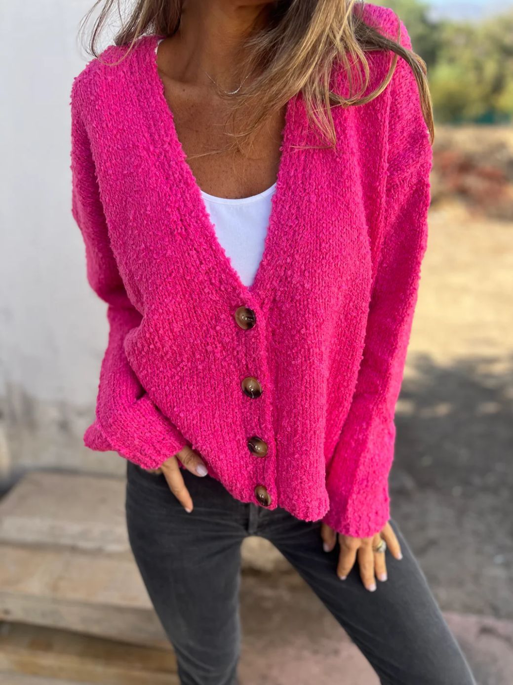 Dames Gilet en tricot confortable avec détails de boutons Chic und Stil