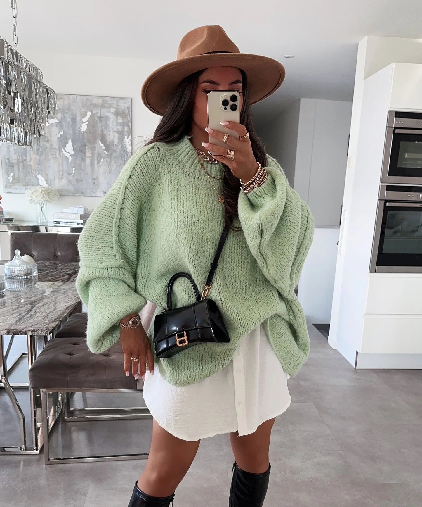 Pull oversized décontracté pour femme avec des manches longues et une coupe atypique Chic und Stil