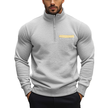 Sweatshirt pour hommes avec col montant et fermeture éclair intégrale Chic und Stil