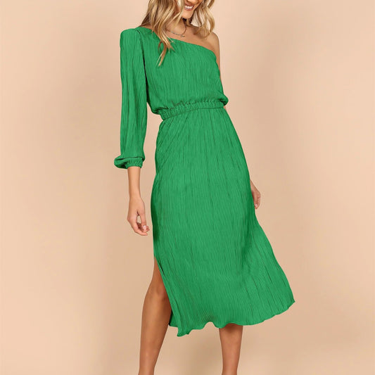 Robe plissée asymétrique pour femmes avec ceinture de taille Chic und Stil