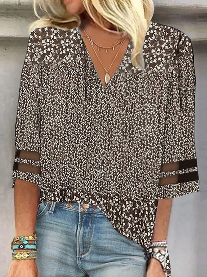 Blouse pour femmes avec des manches transparentes et un motif floral Chic und Stil