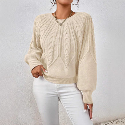 Pull en tricot pour femmes avec motif en torsades et manches larges Chic und Stil