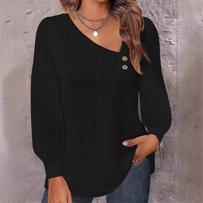 Dames Élégant haut avec design côtelé texturé et détails de boutons Chic und Stil