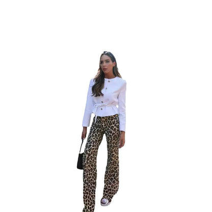 Chic and Style Women's Fabric Animal Print Pants