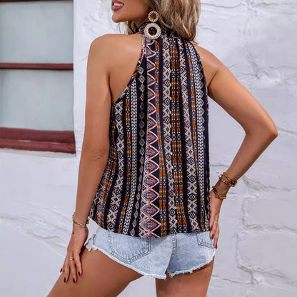 Bl blouse halter pour femmes avec motif ethnique coloré Chic und Stil
