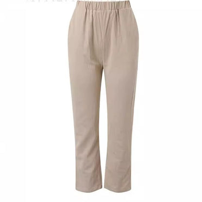 Casual linen pants for women with elastic waistband and practical side pockets Chic and Style