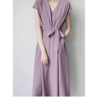 Robe midi wrap à décolleté en V pour femmes avec poches Chic und Stil