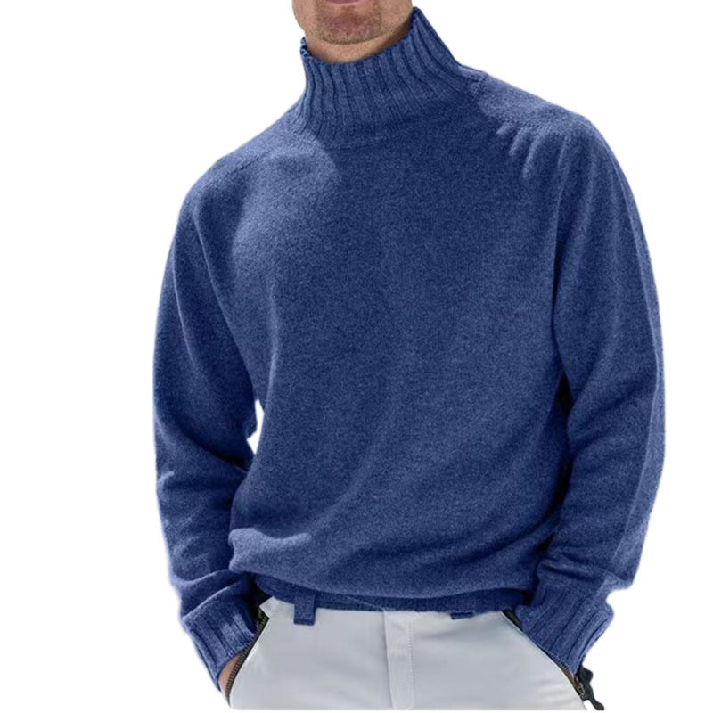 Pull à col roulé pour hommes en laine de haute qualité avec des détails texturés Chic und Stil