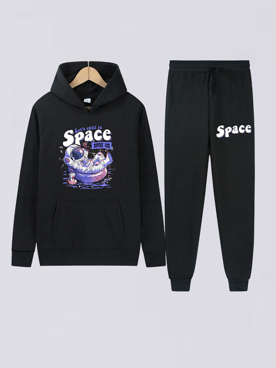 Casual ensemble for women with hoodie and jogger pants featuring creative astronaut print Chic and Style