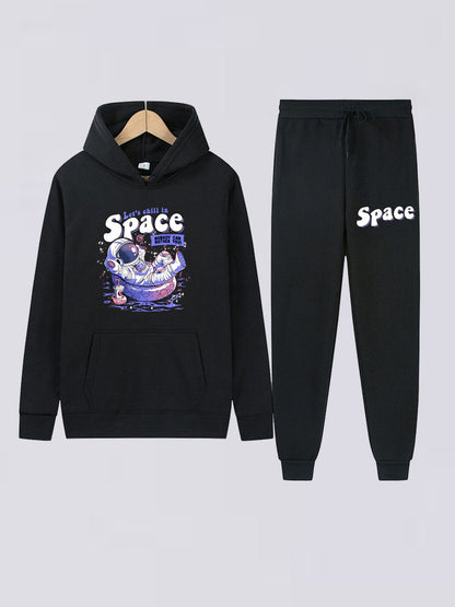 Casual ensemble for women with hoodie and jogger pants featuring creative astronaut print Chic and Style