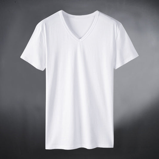T-shirt femme à col en V en mélange de coton de haute qualité Chic und Stil