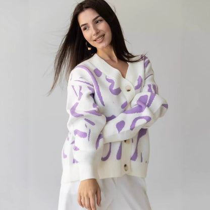 Dames cardigan en tricot doux avec motif graphique moderne Chic und Stil
