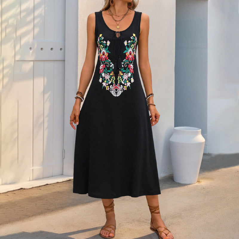 Femme Robe maxi A-line brodée Chic und Stil