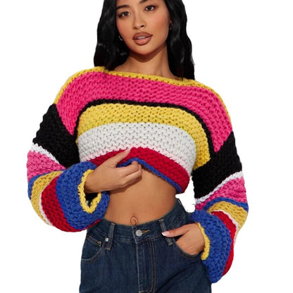 Dames Haut tricot court coloré Chic und Stil