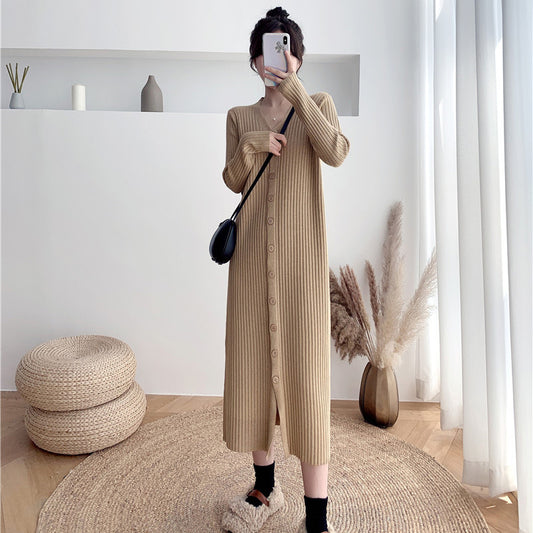 Robe cardigan élégante pour femmes avec bouton et ceinture en tissu structuré Chic und Stil