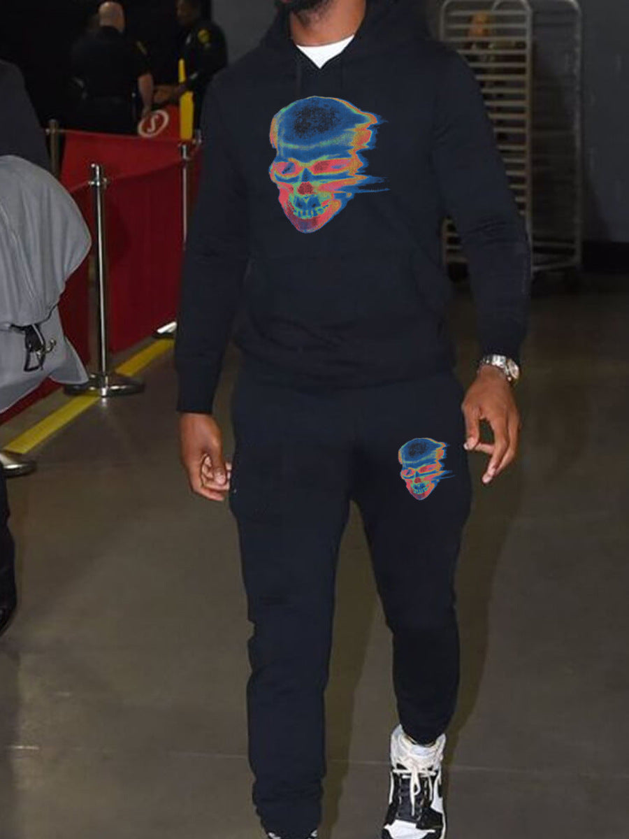 Men's sports jacket and jogger pants set with creative skull design Chic and Style