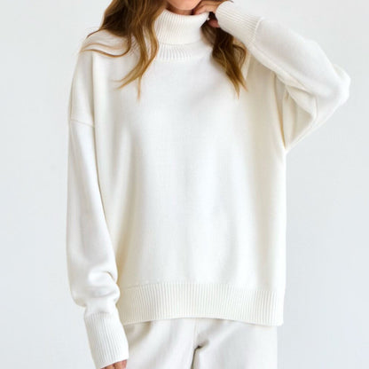 Pull à col roulé oversize pour femme avec structure côtelée Chic und Stil