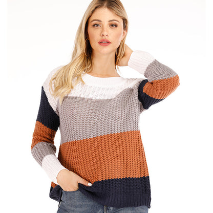 Dames pull en gros tricot avec un motif rayé tendance et une coupe ample Chic und Stil