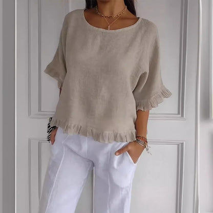 Blouse décontractée pour femmes avec bordure froncée Chic und Stil