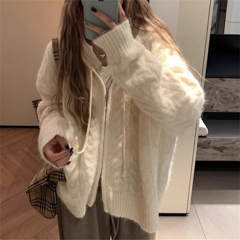 Dames cardigan douillet avec des manches larges et une fine texture Chic und Stil