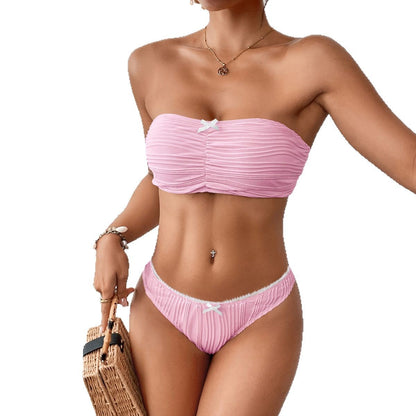 Bikini bandeau pour femmes avec fronces et détail de nœud décoratif Chic und Stil