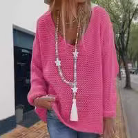Femme pull en tricot avec décolleté en V et coupe décontractée Chic und Stil