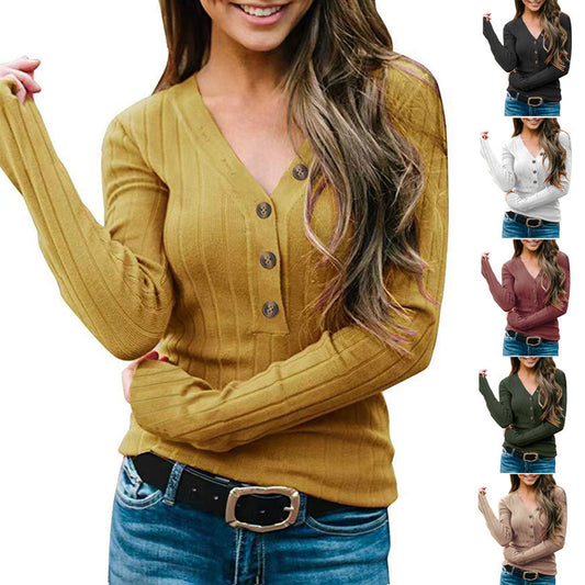 Pull-over à manches longues pour femmes avec fermeture à boutons Chic und Stil