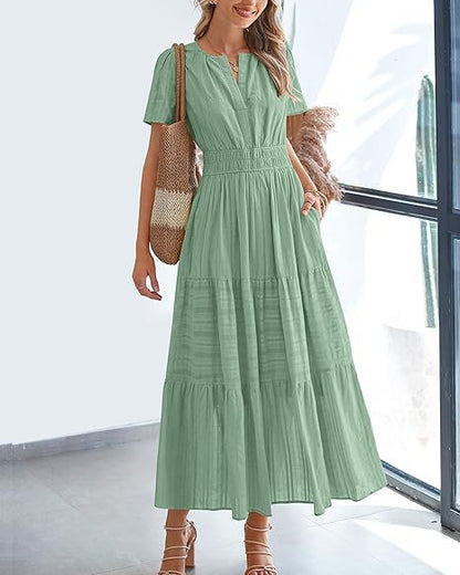 Robe maxi pour dames en tissu léger rayé Chic und Stil