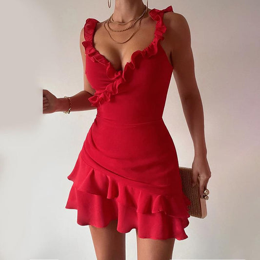 Robe portefeuille à volants Flirty Chic und Stil pour femmes