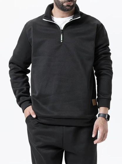 Men's fleece pullover with half zipper Chic and Style