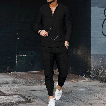 Men Elegant Casual Set with Structured Top and Matching Pants Chic and Style
