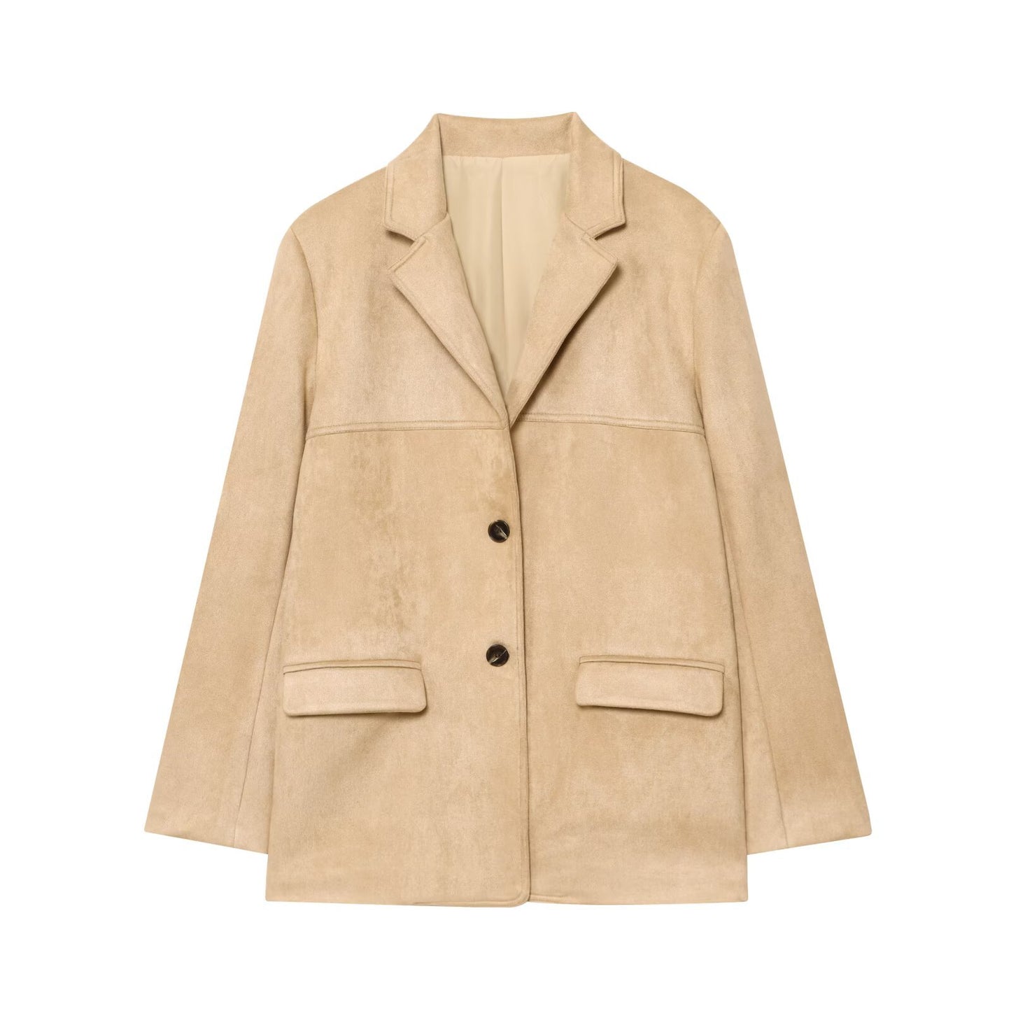 Dames élégant veste en daim avec col haut et poches pratiques Chic und Stil