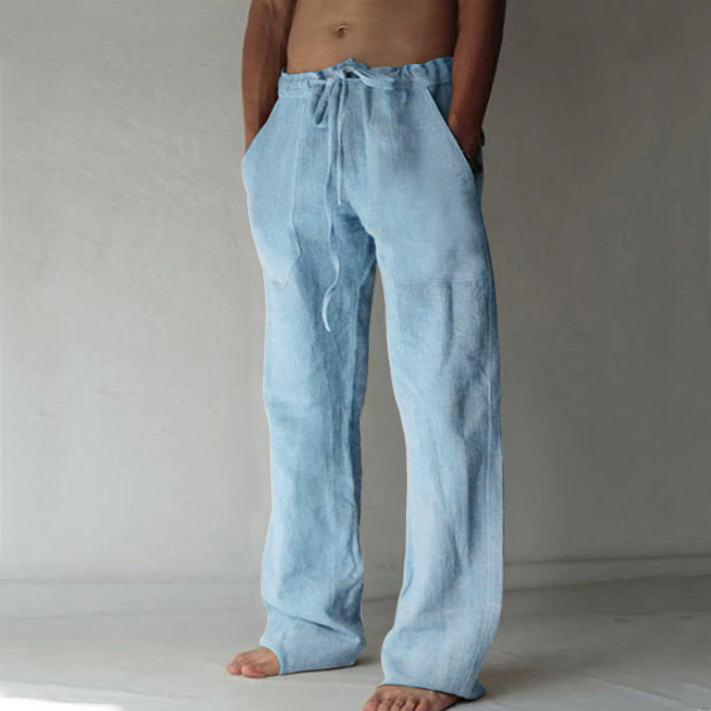 Casual linen pants for men with elastic waist and practical side pockets Chic and Style