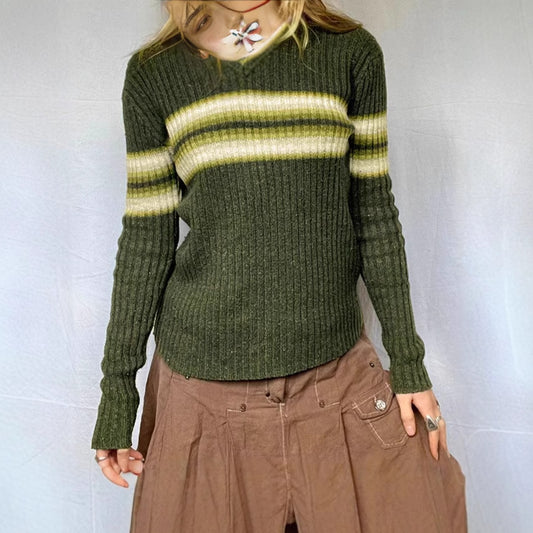 Pull-over ribbé pour femmes avec des rayures modernes Chic und Stil