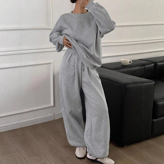 Ladies comfortable outfit of sweatshirt and jogging pants Chic and Style