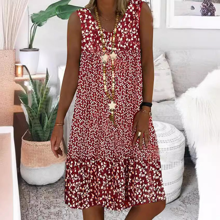 Robe maxi hippie pour femmes avec motifs floraux et détails en volants Chic und Stil