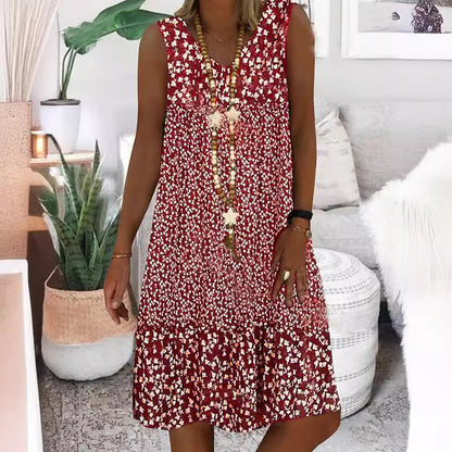 Robe maxi hippie pour femmes avec motifs floraux et détails en volants Chic und Stil