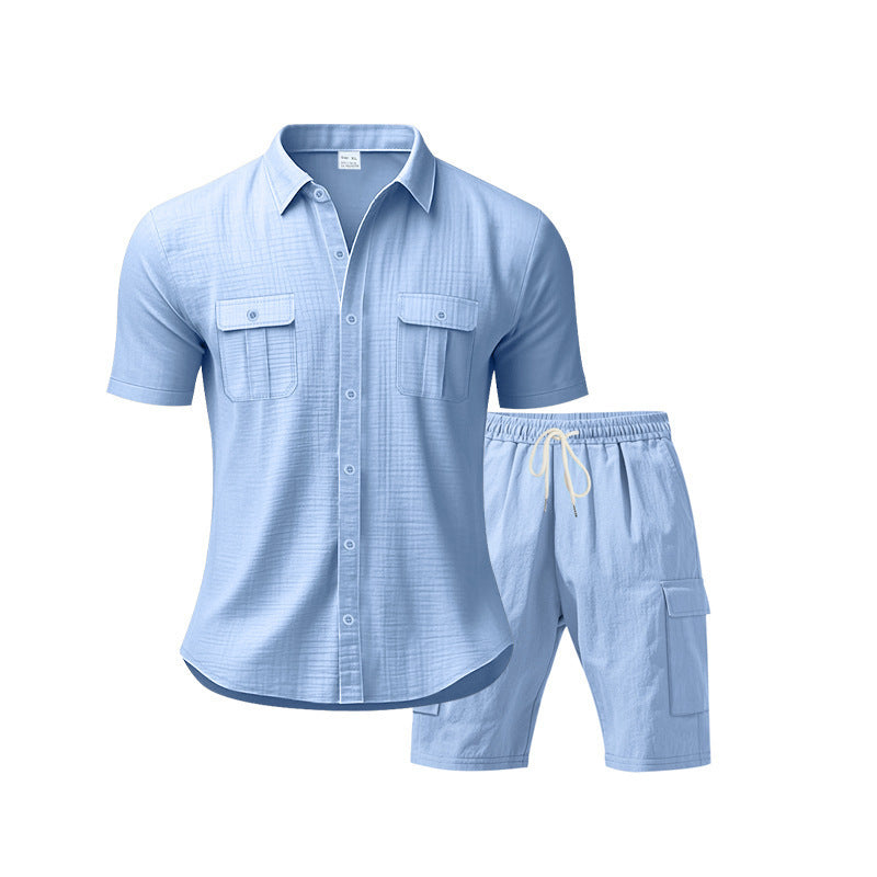 Tenue de loisirs pour hommes avec chemise décontractée et shorts cargo pratiques Chic und Stil