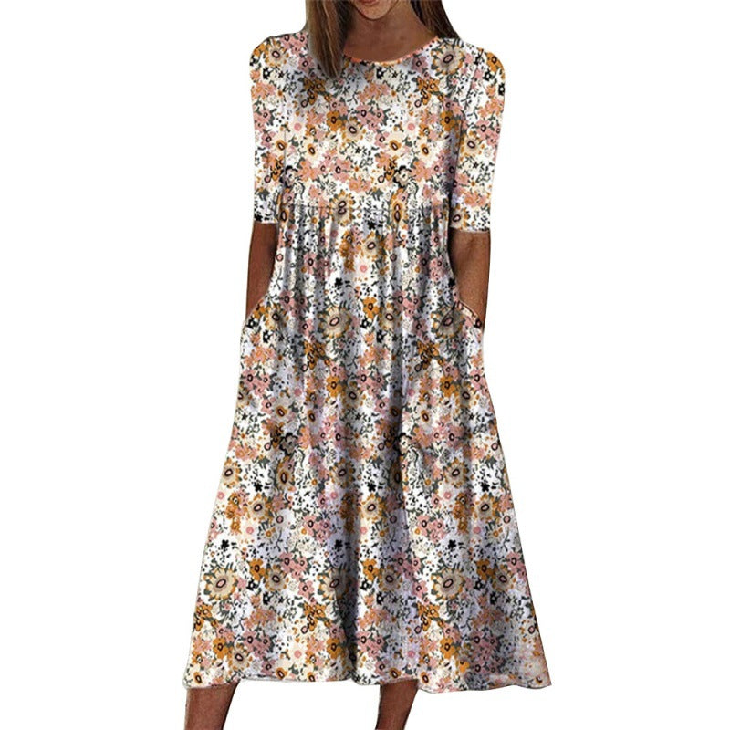 Robe maxi décontractée pour femme avec motif floral et poches pratiques Chic und Stil