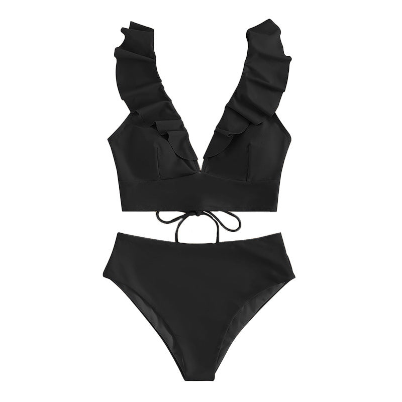 Ladies Ruffle V-Cut Swimsuit Set Chic and Style