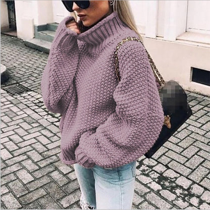 Dames gros pull en tricot avec col montant et coupe décontractée Chic und Stil