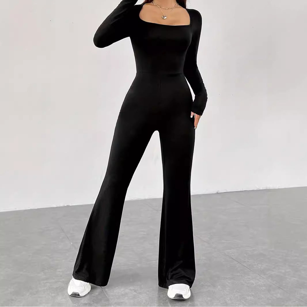 Dames élégante et ajustée combinaison avec jambes larges et manches longues Chic und Stil