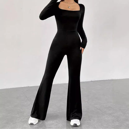 Dames élégante et ajustée combinaison avec jambes larges et manches longues Chic und Stil