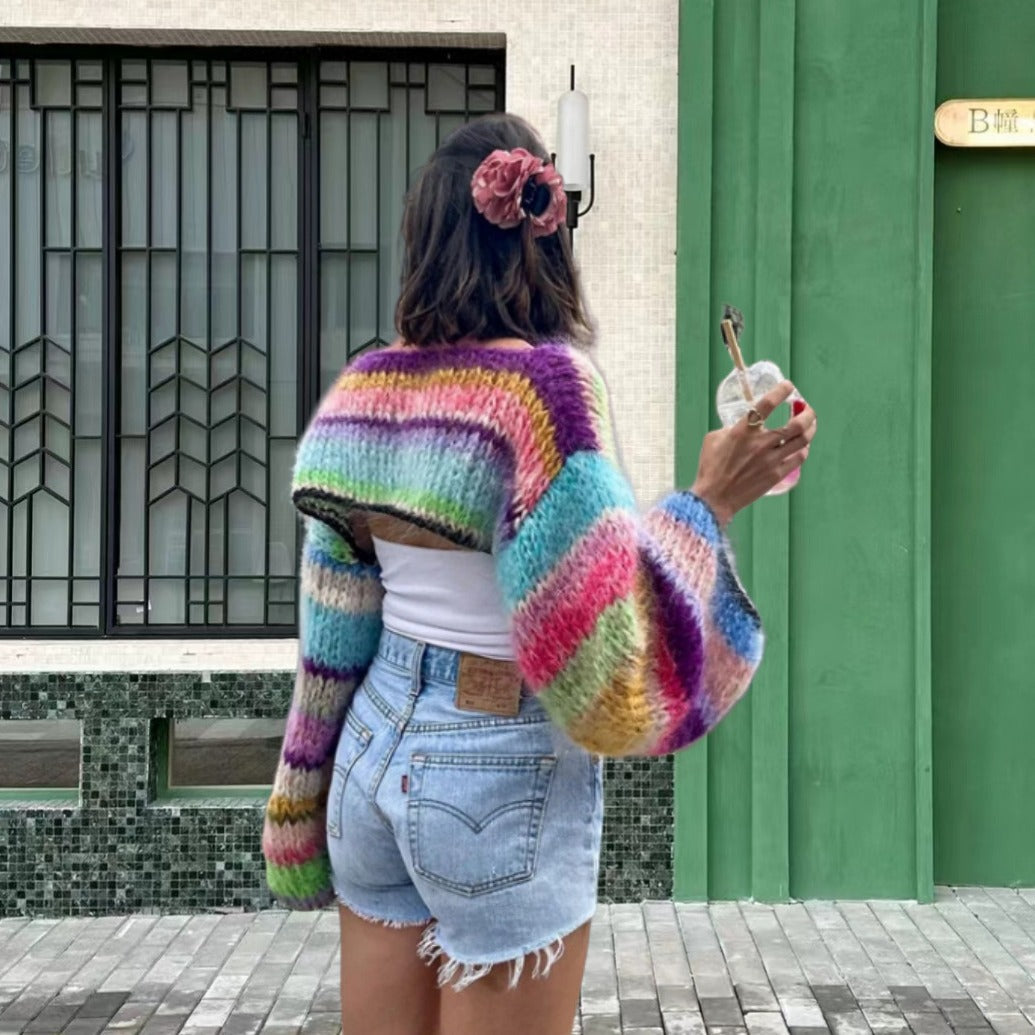 Pull en tricot pour femmes au design coloré avec des manches larges Chic und Stil